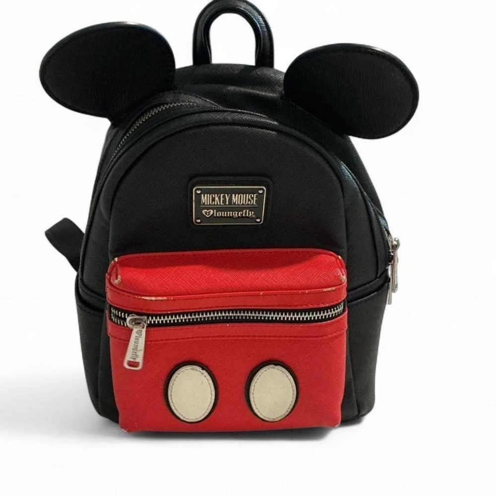 Loungefly Mickey Mouse Backpack Kids Mini Black Red 3D Ears Disney